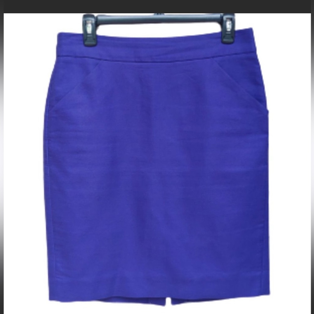 J. Crew The Pencil Skirt Violet Pockets 100% Cotton 37415 Work Business Office